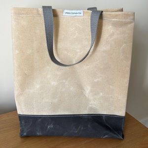 Waxed canvas tote bag neutral market tote